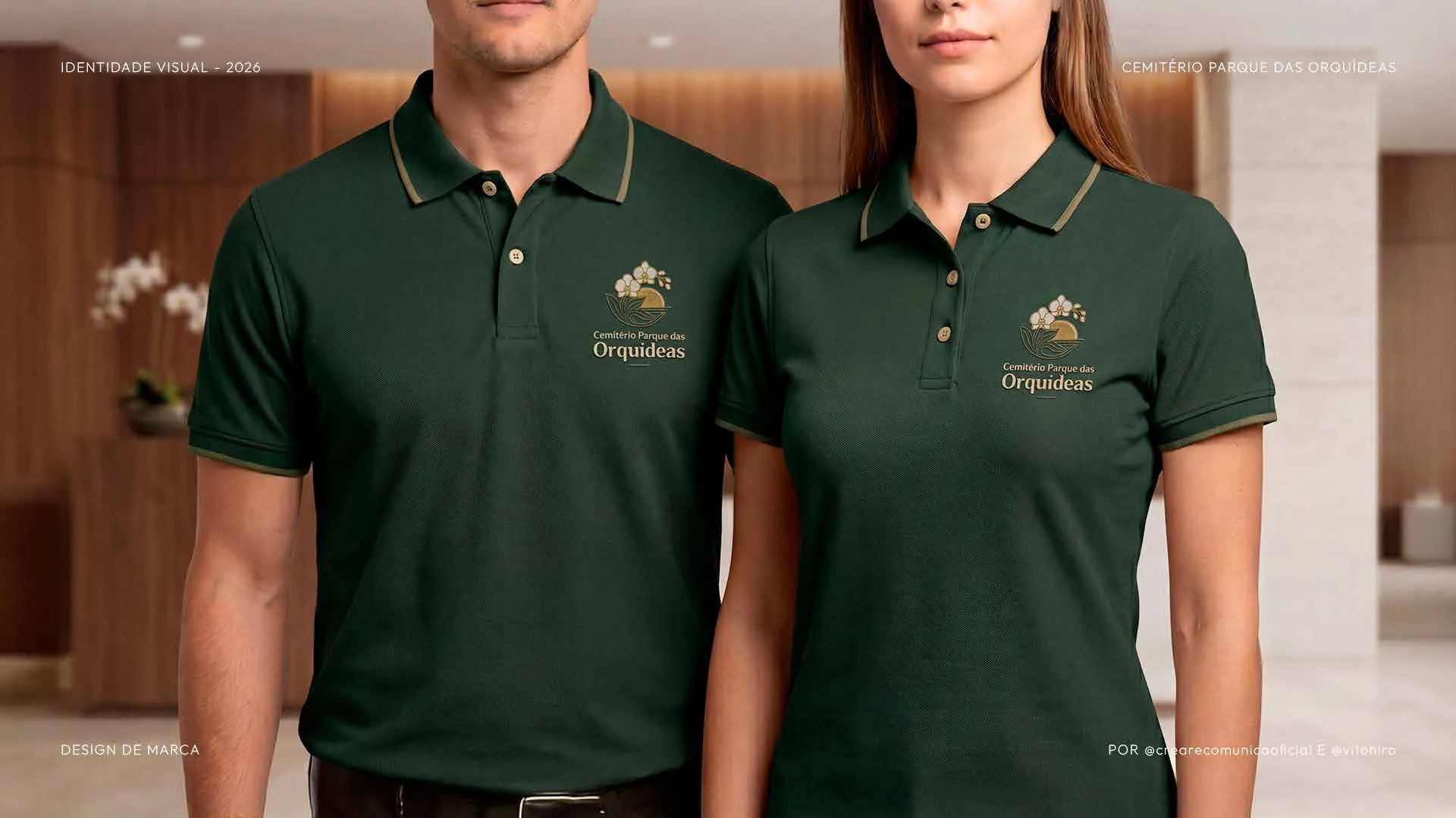Equipe usando os uniformes Parque das Orquídeas